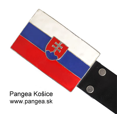Opasok slovenská vlajka, kovový, čierny