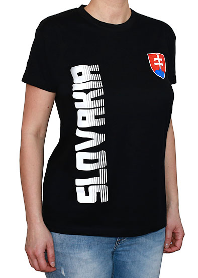 Tričko veľká SLOVAKIA a slovenský znak, čierne - S
