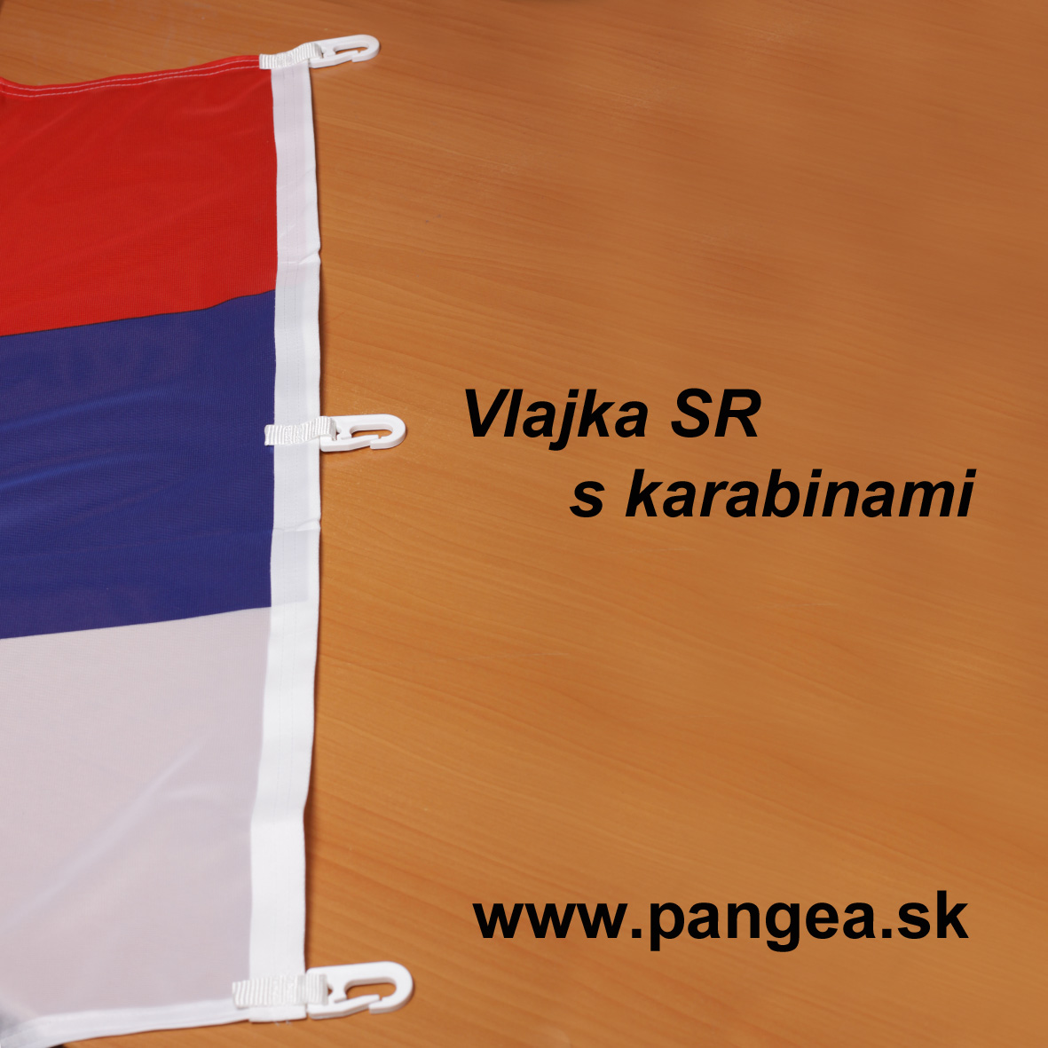 Slovenská vlajka 80 x 120 cm s karabínami (exteriér, interiér) 