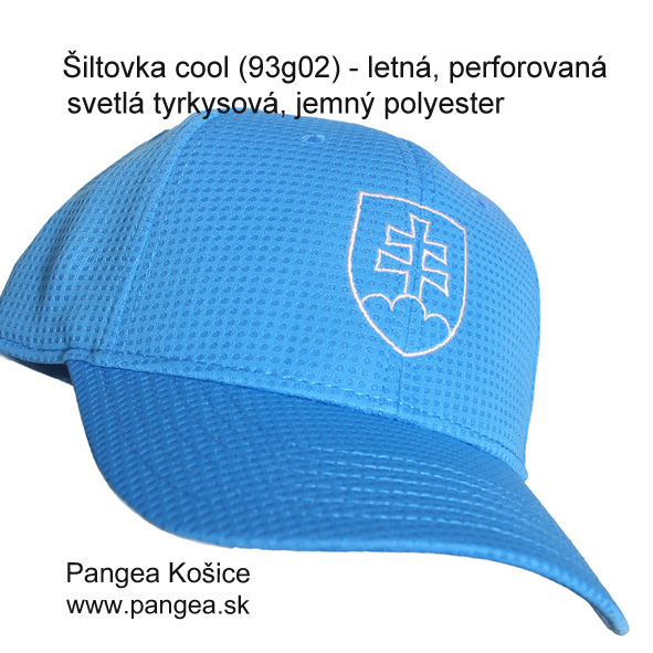 Šiltovka cool (93g02) - letná, svetlá tyrkysová, slovenský znak vyšívaný