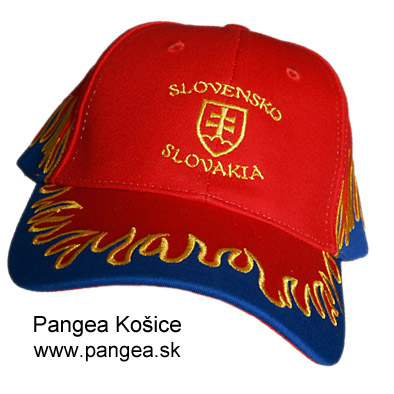 Šiltovka oheň (100a), červená, Slovenko slovenský znak Slovakia, vyšívaná