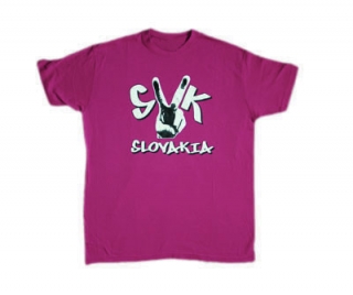 tričko Slovakia SVK - fuchsia/vínovo ružová - XL