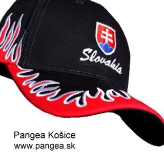 Šiltovka oheň (98c), čierna - farebný slovenský znak Slovakia, vyšívaný