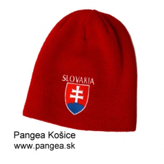 Čiapka červená (220_02), pletená, hrubá, slovenský znak Slovakia