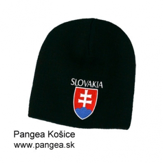 Čiapka čierna (220_03), pletená, hrubá, slovenský znak Slovakia