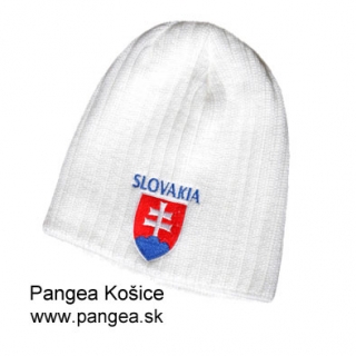 Čiapka biela (220_04), pletená, hrubá, slovenský znak Slovakia