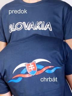 Tričko Slovakia (rohy), farba prachová (denim) - S