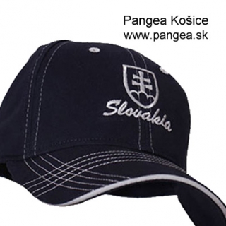 Šiltovka prešívaná (96), tm.modrá - slovenský znak Slovakia, biela výšivka 