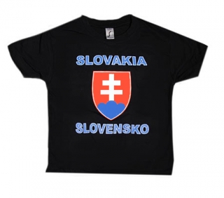 Detské tričko  Slovakia znak Slovensko, čierne - 2 roky