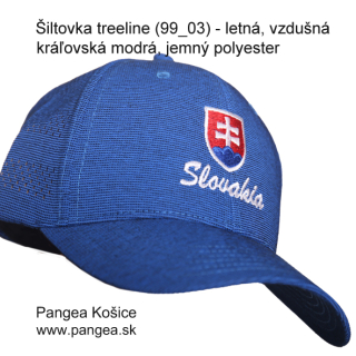 Šiltovka treeline (99_03) - letná, vzdušná, kráľovská modrá, farebný slov. znak