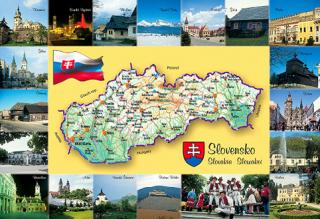 pohľadnica Slovensko - mapa SR č.27 - veľká