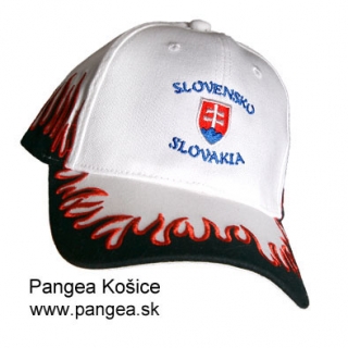 Šiltovka oheň (107), biela, Slovensko slovenský znak Slovakia, vyšívaná