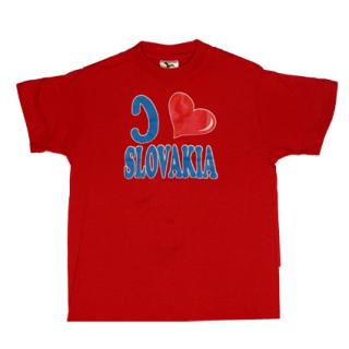 tričko detské I love Slovakia - červené - 10 rokov